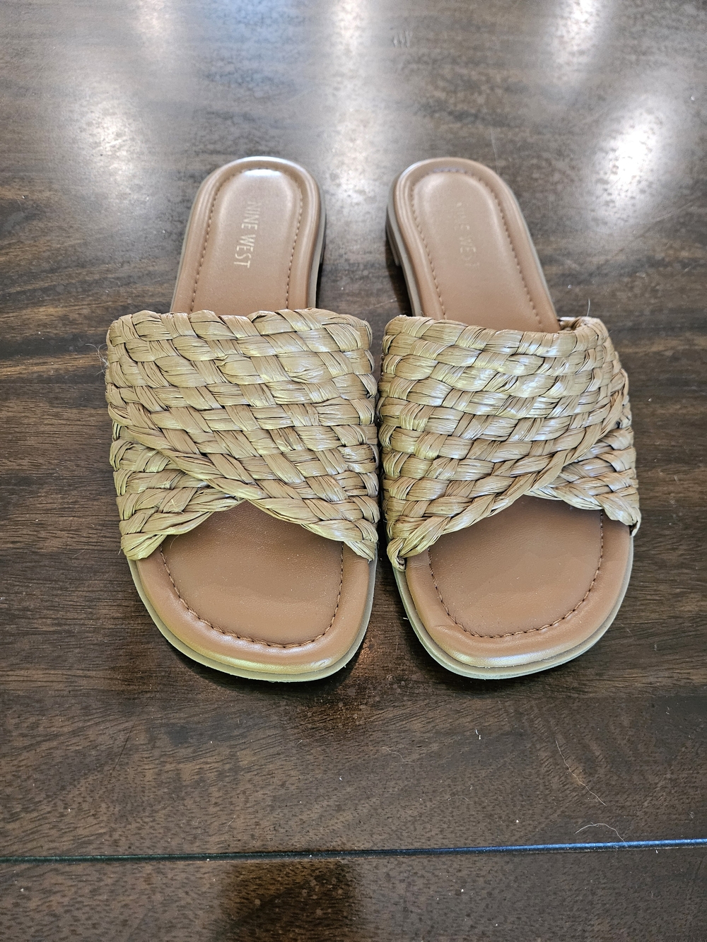 Nine West Woven Slides in Tan